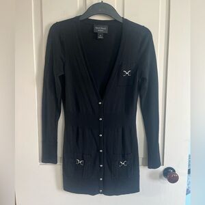 White House Black Market Black Cardigan with Silver Accents
